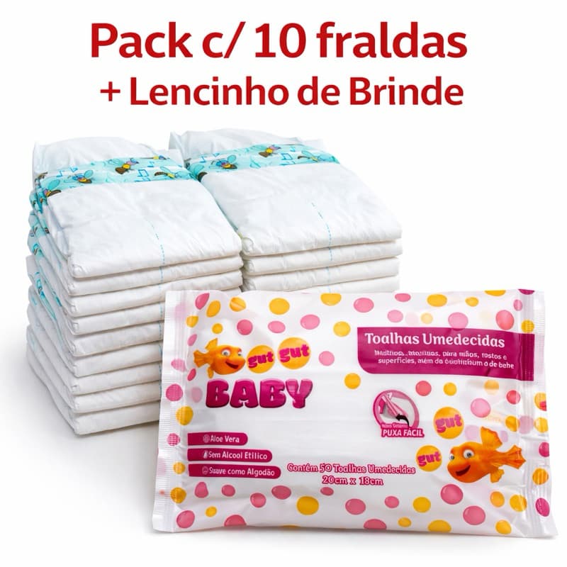 Kit Fraldas Descartáveis - Lenço Umidecidos - Bonecas - Bebe Reborn