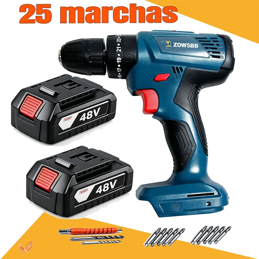Furadeira parafusadeira furadeira de impacto Profissional 48v  GSR 185-li elétrica 2 Baterias Alta Torque ZOWSBB