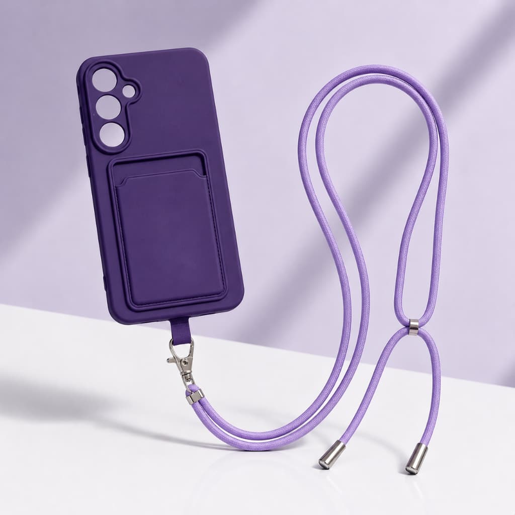Capa Capinha de Celular Samsung S25FE S24FE S23FE S21FE S20FE Porta Cartão com Cordão Ajustável
