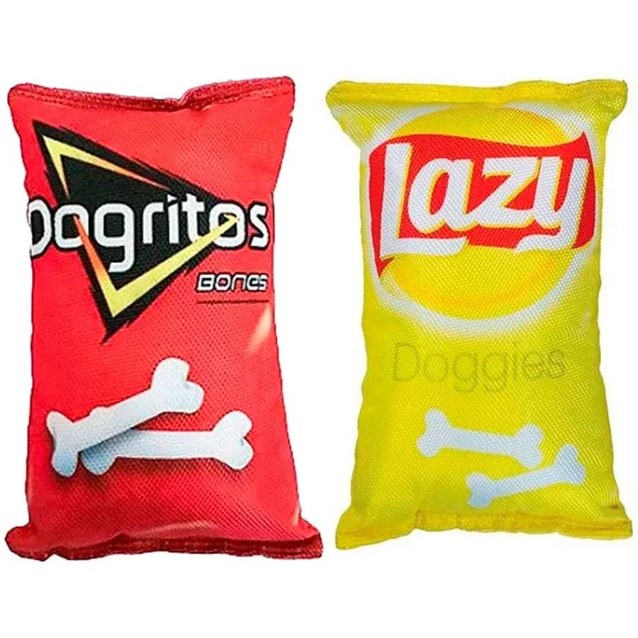 Brinquedo Interativo para cães cachorros Pelúcia Salgadinho Lona Dogritos Batata Lazy Doggies