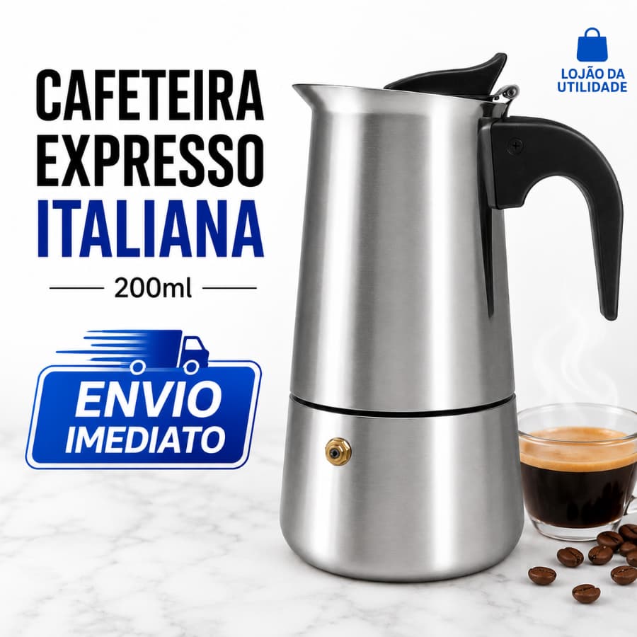 Cafeteira italiana de inox albema pratica café expresso 200ml faz até 4 xícaras de café
