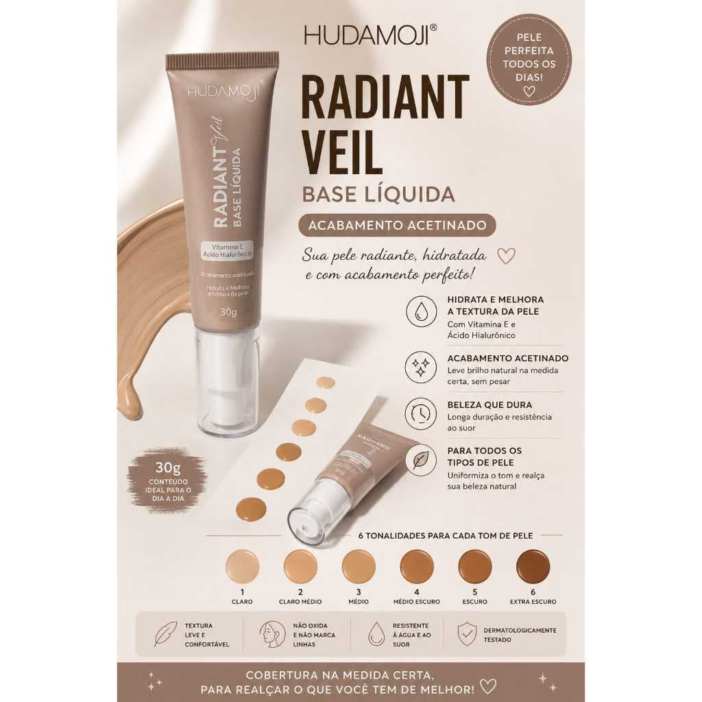 Base Líquida Hudamoji Radiante Veil- Vitamina E -Acetinado
