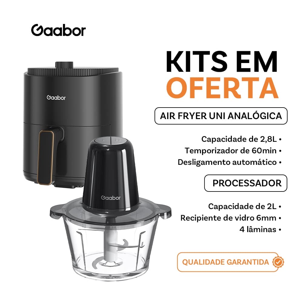 Gaabor Fritadeira 2,8L Air Fryer 360° Timer 60min 200°C + Pequenos eletrodomésticos