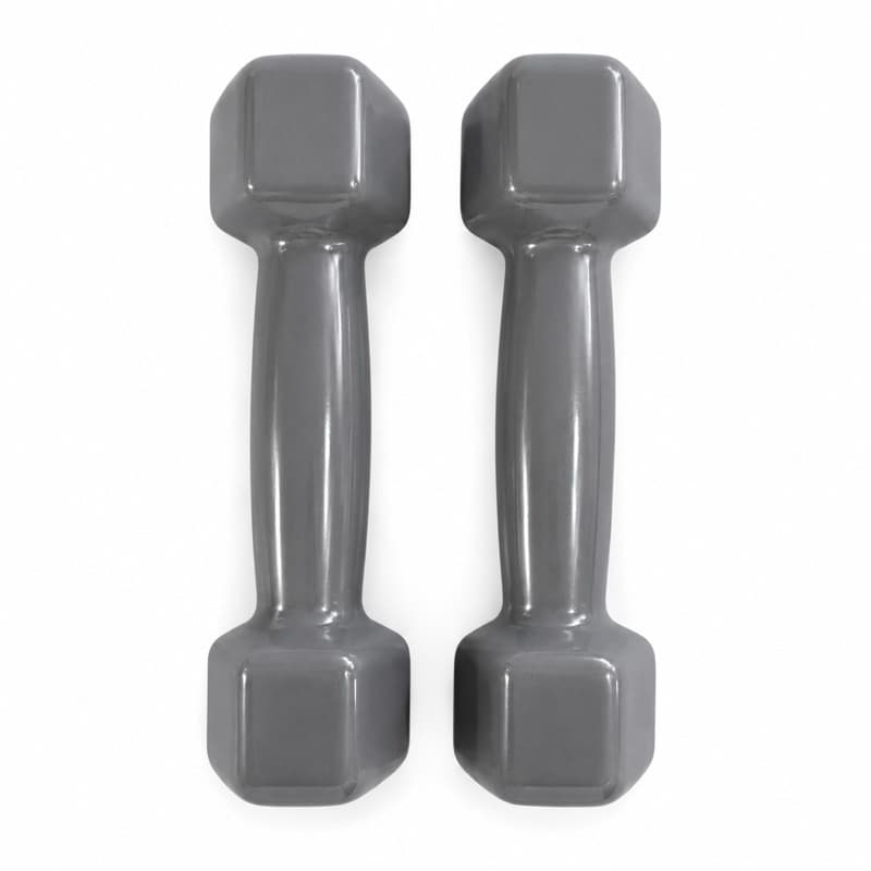 Par de Halteres Sextavados 1kg Cinza Emborrachado – Musculação, Academia e Treino Funcional