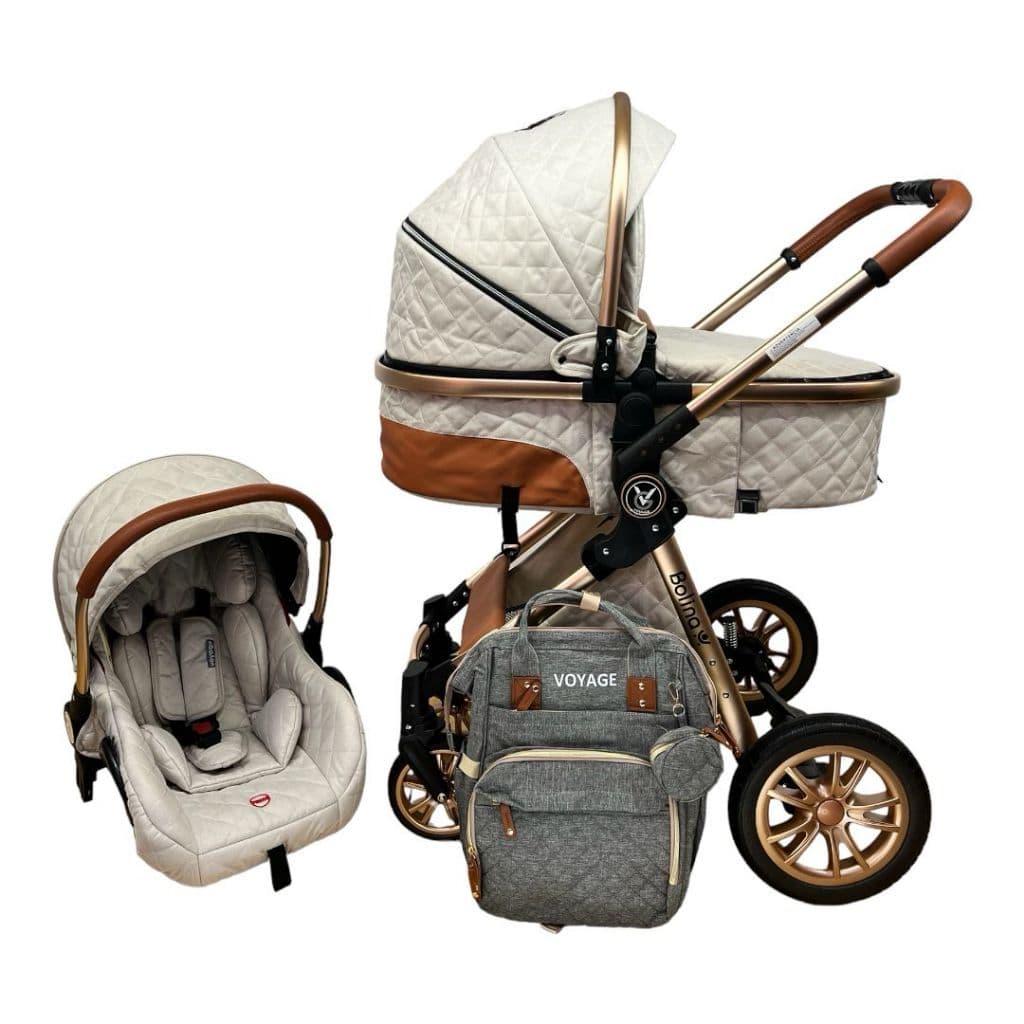 Carrinho De Bebê Europeu Luxo 3 Em 1 com Mochila - Bebê Conforto e Base Isofix Veicular