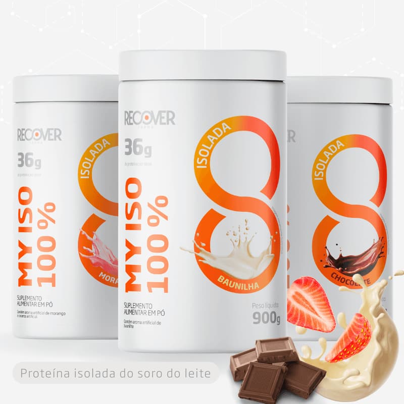 Combo 3 Whey Protein Isolado - Morango Chocolate e Baunilha