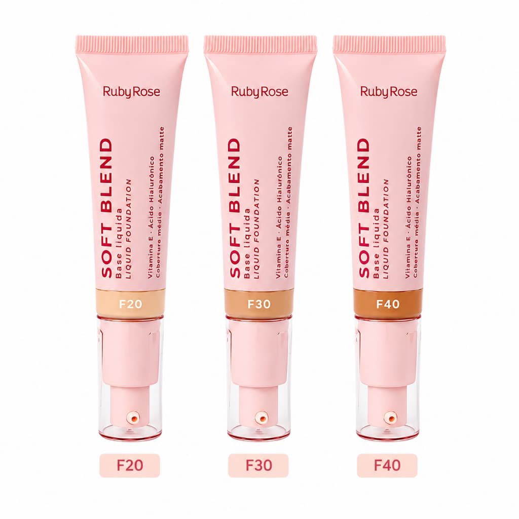 Ruby Rose Base Líquida Soft Blend Cobertura Natural Longa Duração 30g
