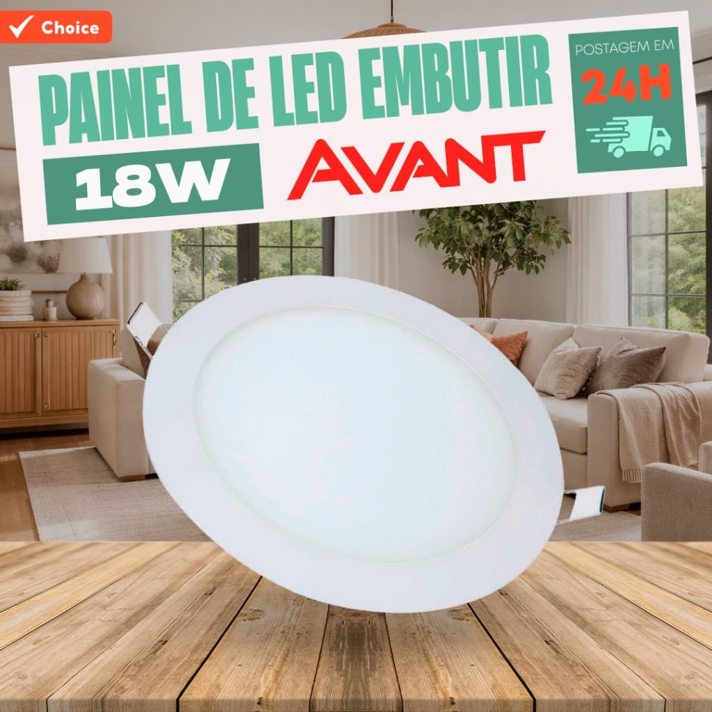 Painel De Led Embutir Redonda Branca Flat Led 18w Biv Estrutura Branco luminaria de led