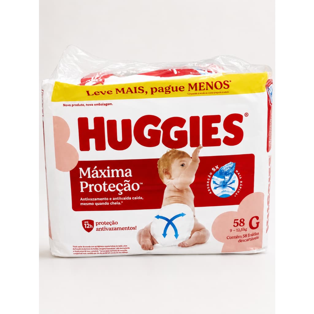 Fralda Huggies Máxima Proteção Tamanho G 58 Unidades