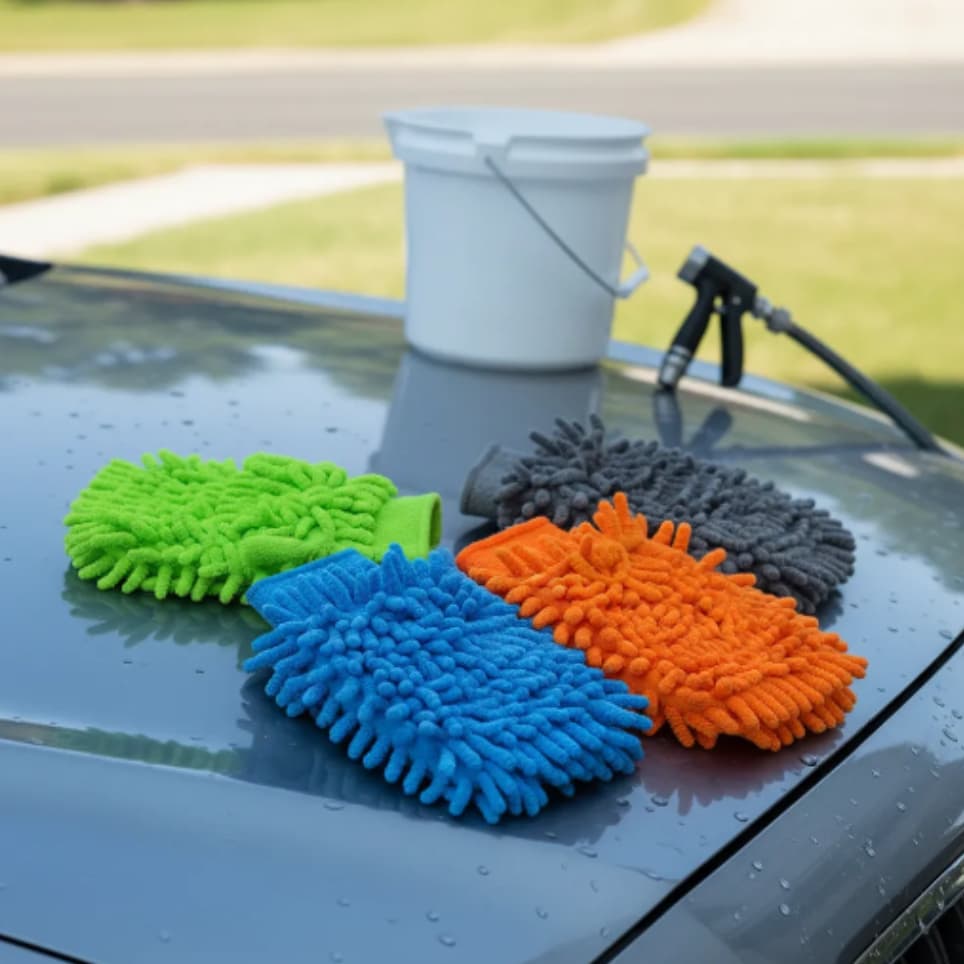 Kit 2 Luva Microfibra Lava Carro Multiuso Dupla Face Limpeza Sem Arranhões