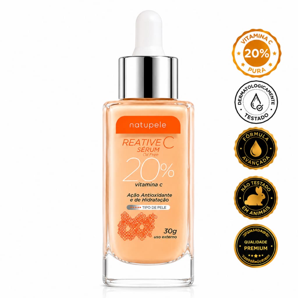 Sérum Facial Vitamina C 20% Natupele Reative C Anti-idade Clareador 30g