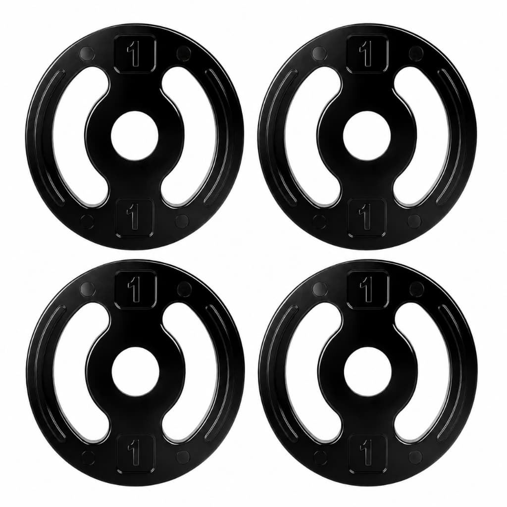 KIT 4 ANILHAS INJETADAS 1KG 100% FERRO REVESTIDAS EM PLÁSTICO MUSCULAÇÃO FITNESS ACADEMIA TREINO PESO
