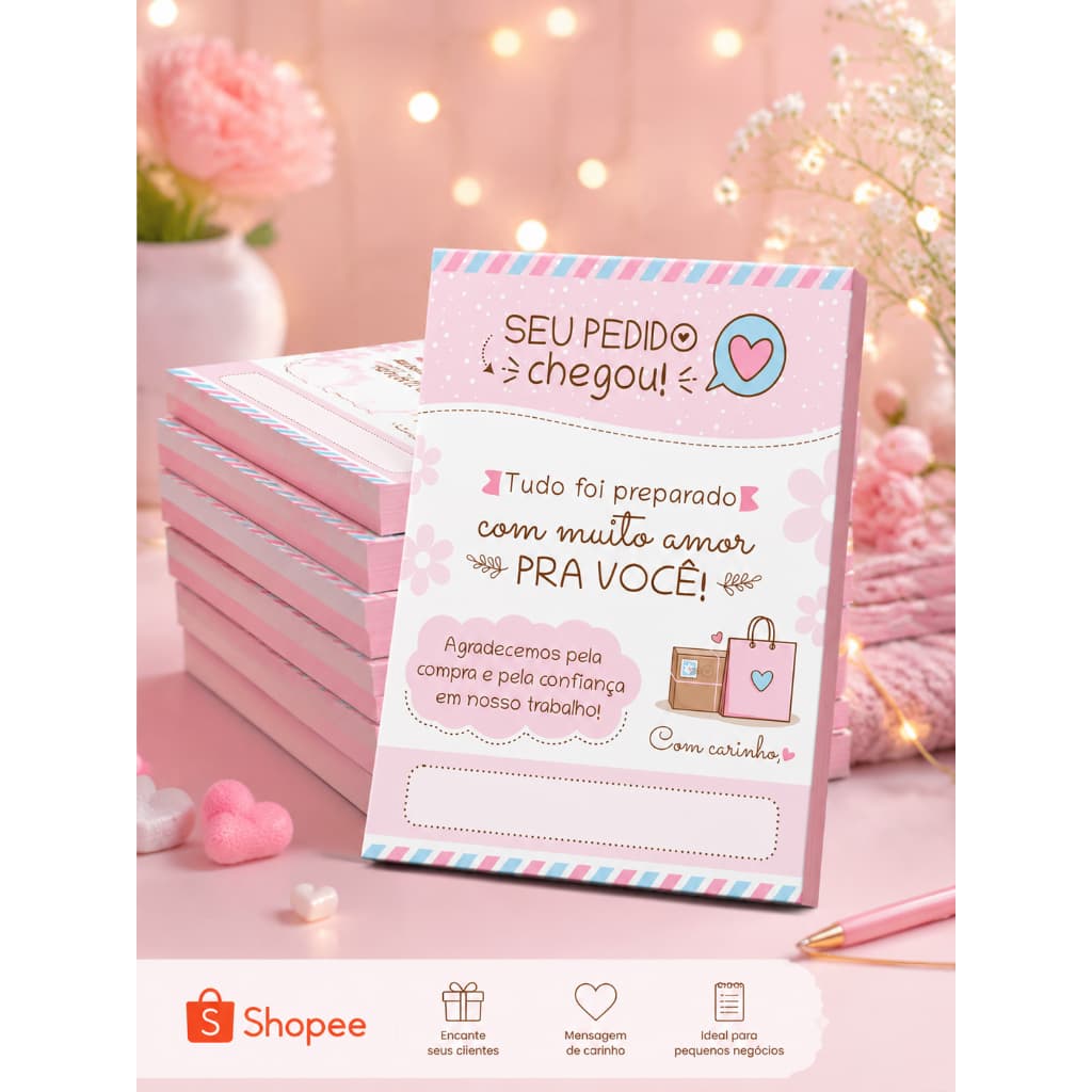 Kit 5 Blocos (500 Folhas) para Agradecimento / Obrigado pela Compra