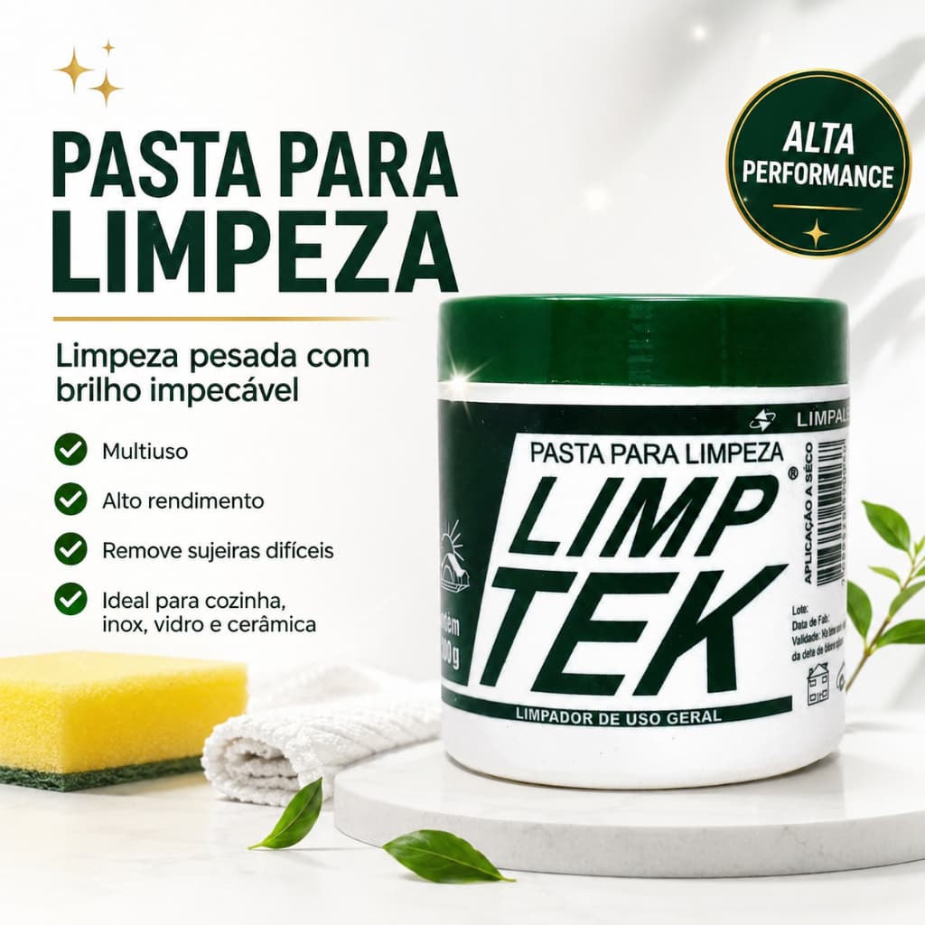 Limp Tek Limpeza Pesada – Pasta Multiuso para Cozinha, Panela, Inox e Gordura Difícil