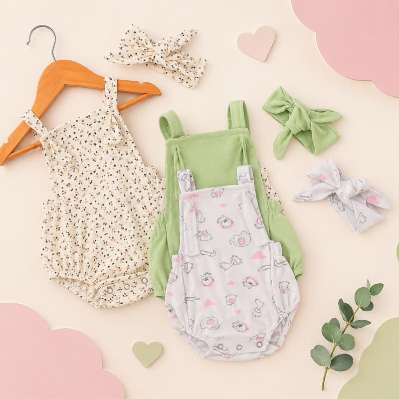 Romper Infantil 100% algodão - roupa verão para bebê confortável - roupa para bebê menina - roupa infantil menina