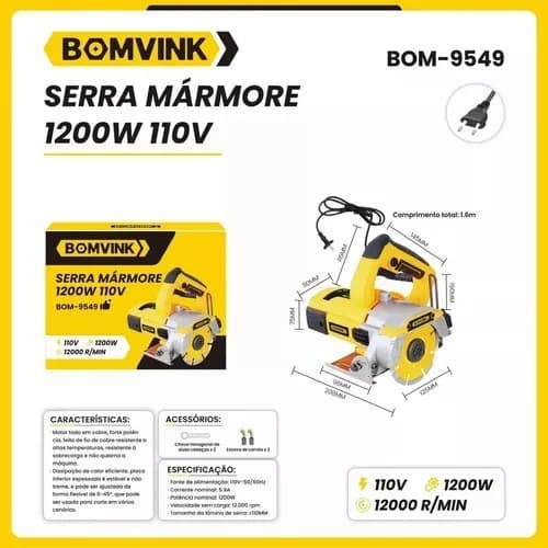 Serra de Mármore 110/220V 12000 R/MIN BOMVINK