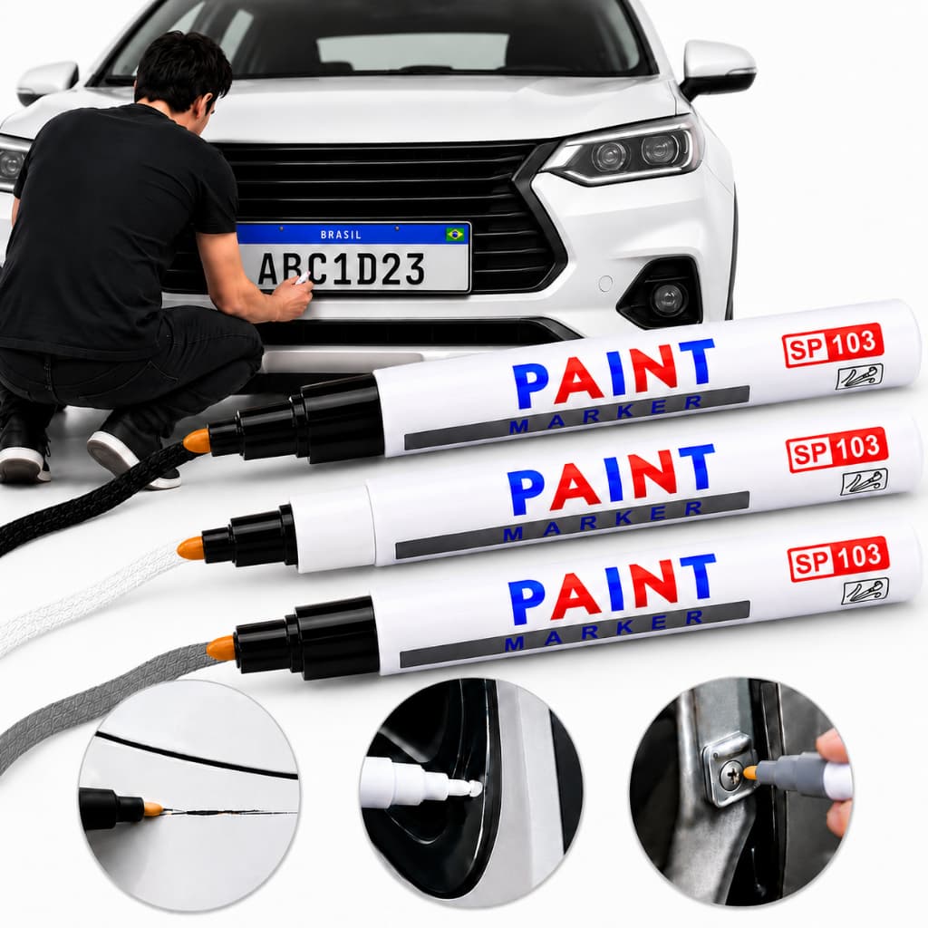 Caneta Reparadora Pintura Automotiva Permanente Não Sai Na Água Tira Riscos Carro Moto Retoque de Placa