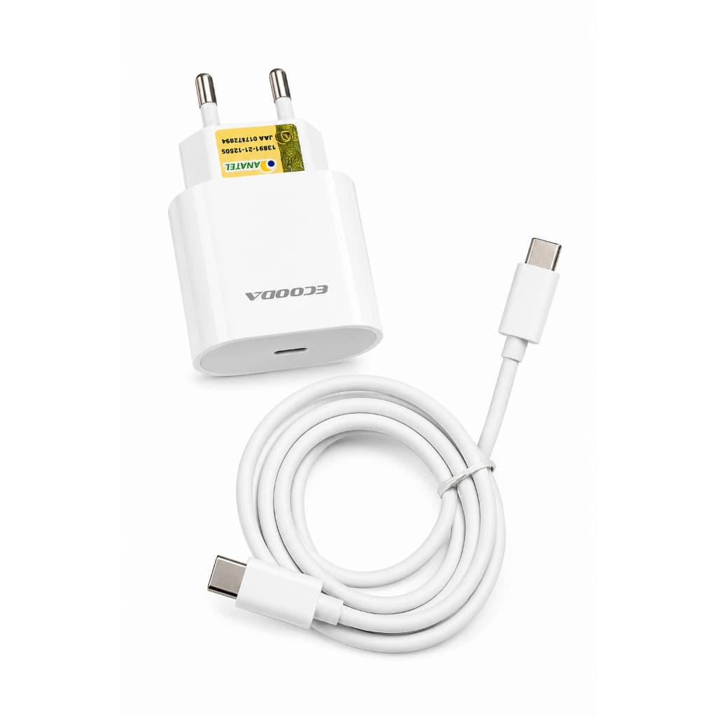 Carregador Turbo para celular 20W com Cabo Tipo C alta potência carregamento rápido para celular