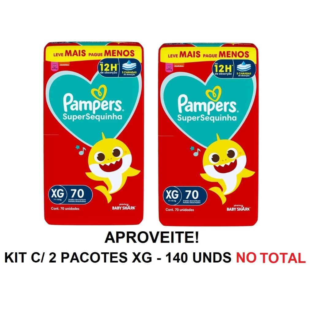 Fralda Pampers XG 70 unds - KIT C/2
