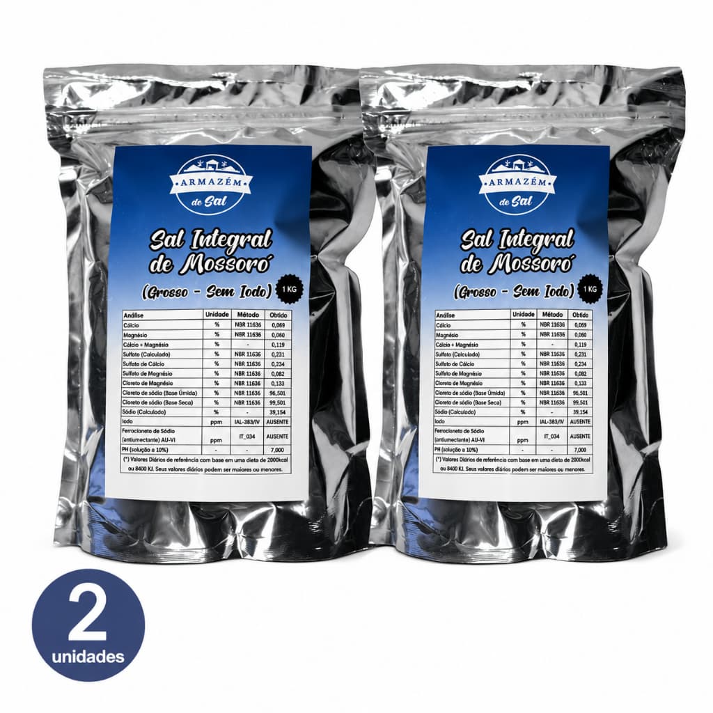 Sal Marinho Integral Grosso - Sem iodo - PROMOÇÃO KIT 2KG