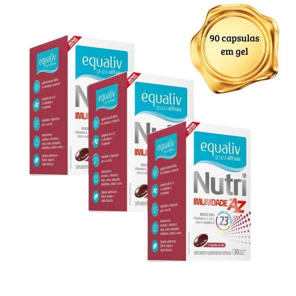 Kit 3 unidades Vitamina Equaliv Nutri Imunidade AZ com 30 cápsulas em Gel cada