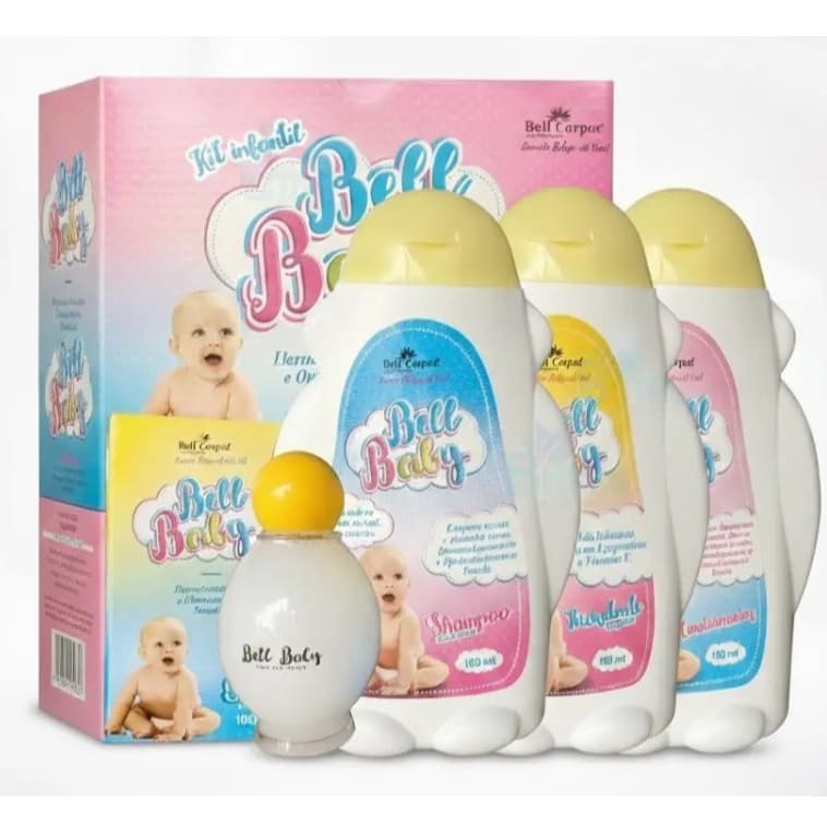 Kit Infantil Baby Cabelo e Corpo - Shampoo Condicionador Hidratante Corporal Água de Colônia - 4 Itens