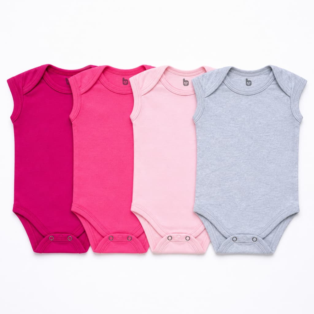Body de Bebê Regata Menina 4 Peças 100% Algodão