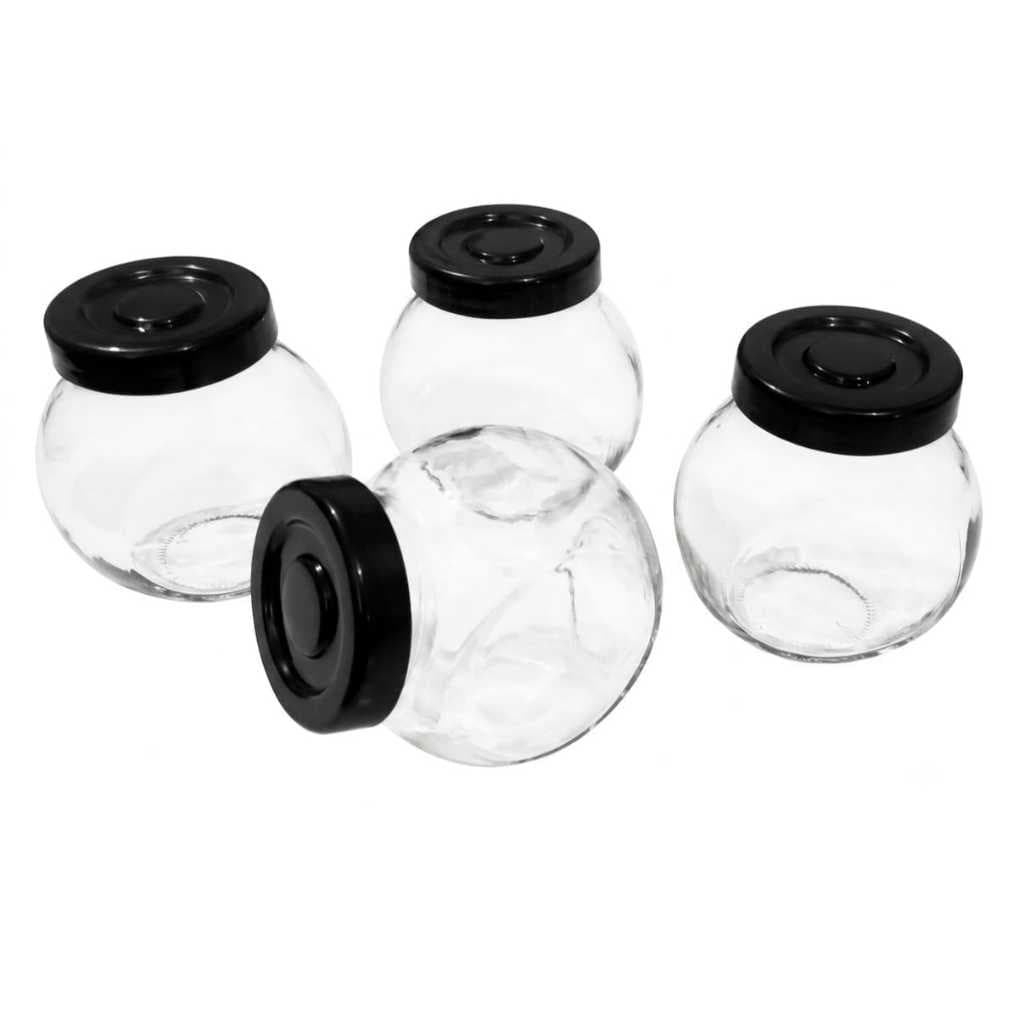 Kit Jogo Porta Potes Condimentos / Mini Baleiros em Vidro com tampa plastica