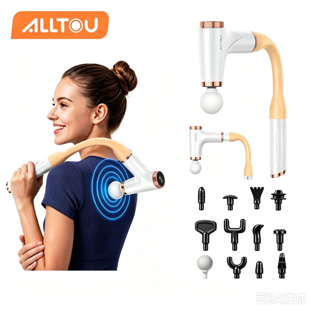 ALLTOU Massageador Gun Portátil Alongado Muscular 12 em 1 Com 10 Velocidades 3 Modos Alívio Dor Cervical Lombar