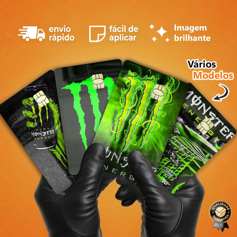 Película Adesiva para Cartão Monster, Marcas, Gamer, Neon, Presente, Geek  – Skin Card