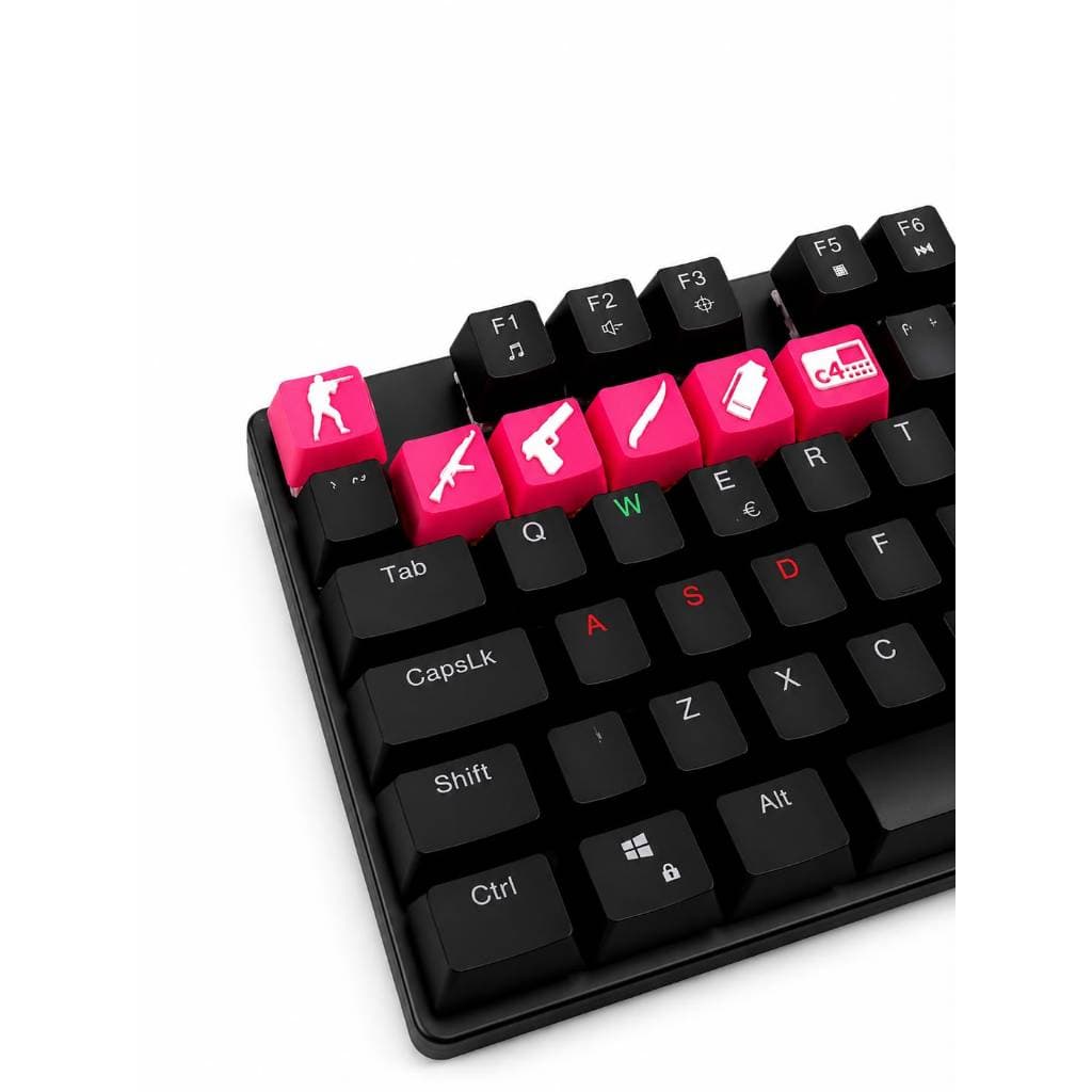 Kit 6 Keycaps CS2 CSGO Figuras de Loadout para Teclado Mecânico Gamer