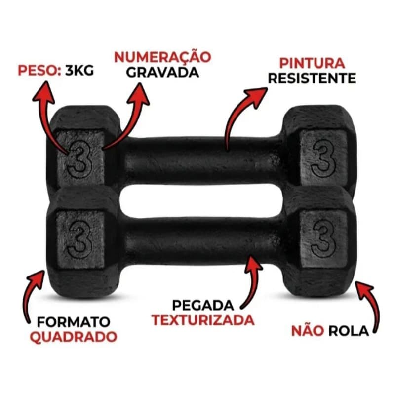 Halteres Sextavados de Ferro Fundido para Treino em Casa ou Academia unidade