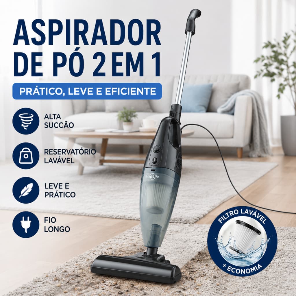 Aspirador de Pó Vertical Portátil Sucção 14000Pa 127V Para Sofá Cama Tapete Cantos Uso Doméstico Vb3xlx_8zt