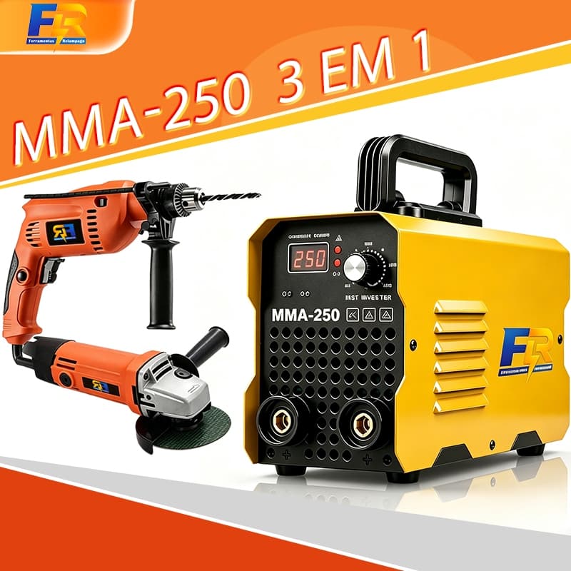 Esmerilhadeira lixadeira Angular +Furadeira De Impacto+Máquina de Solda Inversora de solda 220V/110V MMA250