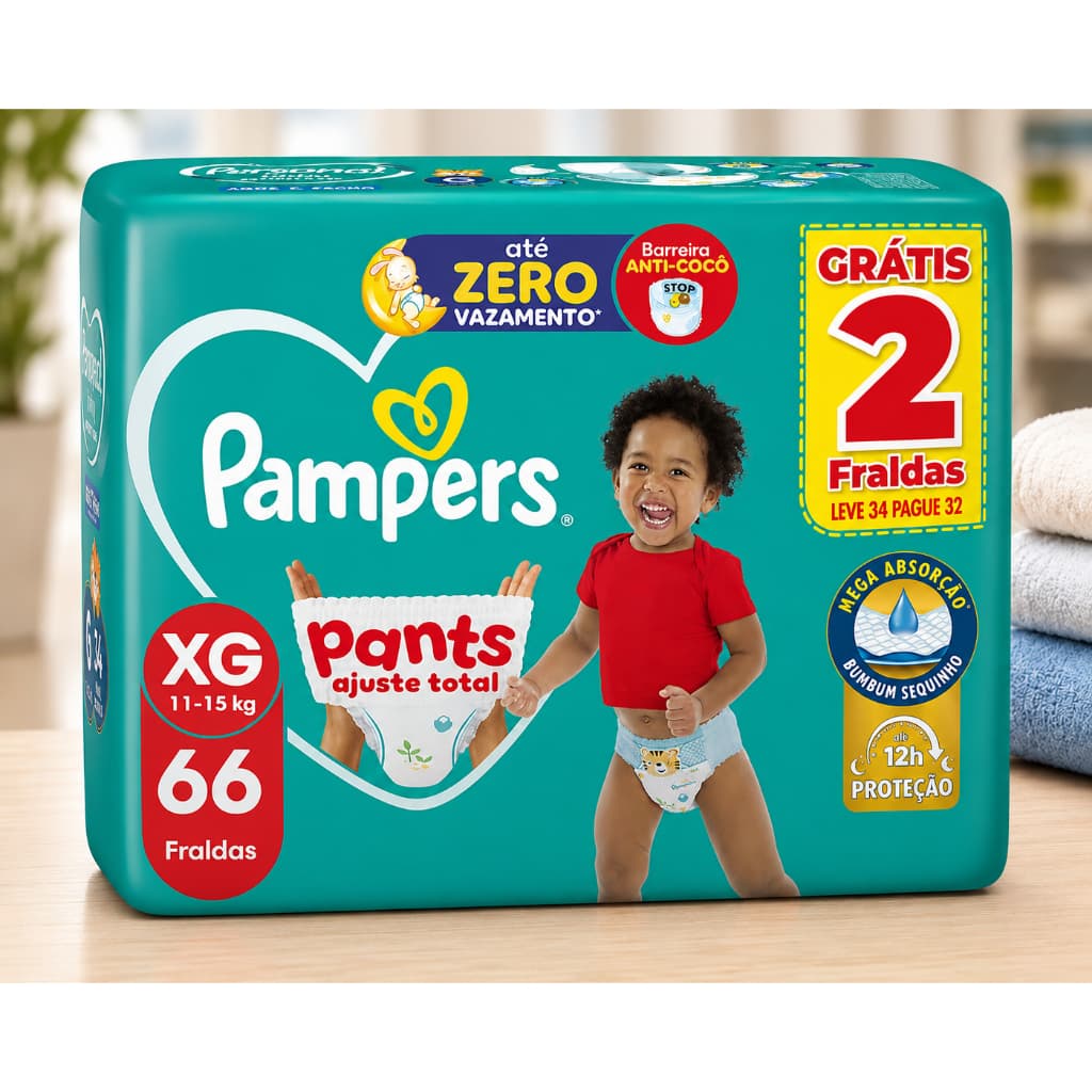 Fralda Pampers Pants Ajuste Total XG 66 Unidades