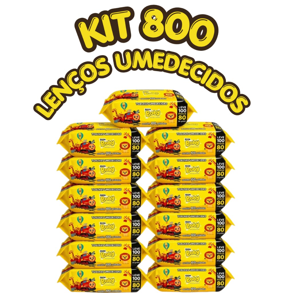 Kit 800 Folhas Lenço Toalha Umedecido Pippo Baby Folha Higienica Infantil Bebe Sem Alcool