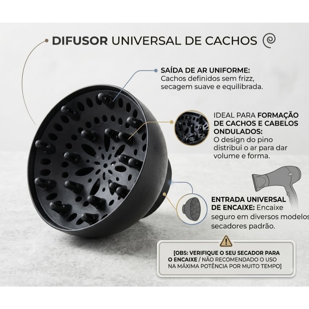 Difusor Cachos Secador de Cabelo Universal Profissional