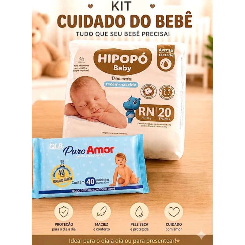 Kit Fralda Bebê com Lenço Umedecido conforto e cuidado | Escolha o Modelo de melhor custo benefício.