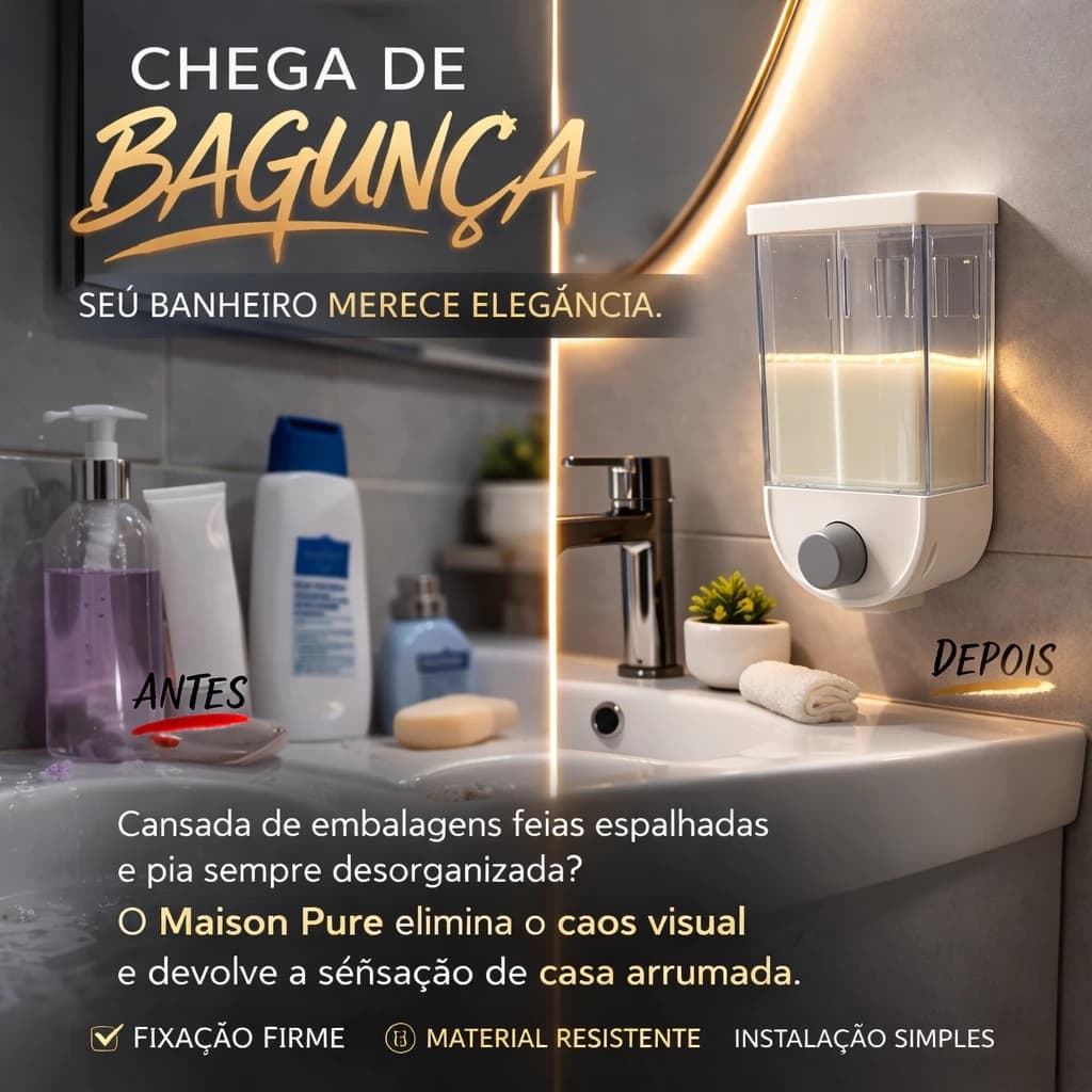 Organizador Dispenser Suspenso Multiuso 1000ml Para Banheiro Cozinha Lavanderia Pratico