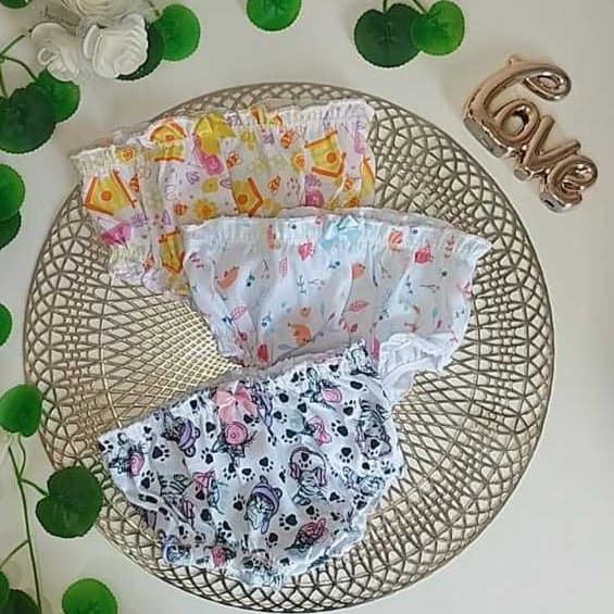 Kit 3 calcinha para menina calcinha frufru tapa fralda malha em algodão