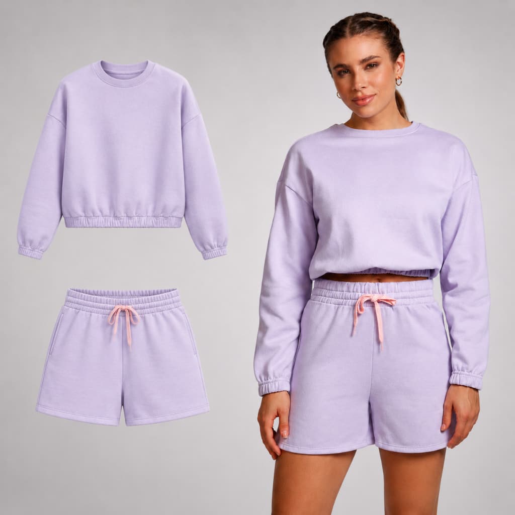 Vita by Lovito Conjunto Moletom Blusa e Shorts Esportivo SEB20182048