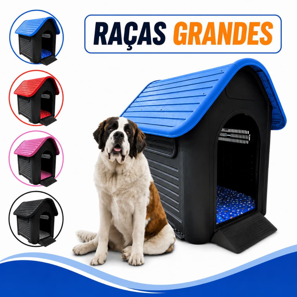 Casinha casa Cachorro N9 + Colchao Plastica Big Home Cães Pets Gigante Reforçada Porte Grande