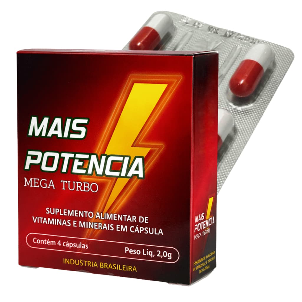 Mais Potência Suplemento Masculino Vitaminas e Minerais Zinco Magnésio Energia Disposição e Vitalidade 4 Cápsulas