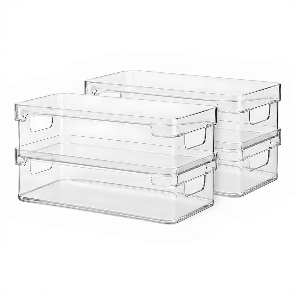 Kit 4 Organizador Multiuso de Armário 2,8L Dispensa Empilhavel Transparente Modular Cozinha Bandeja