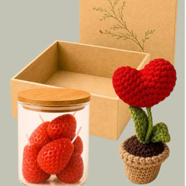 Kit Velas Morango com Amigurumi de Crochê