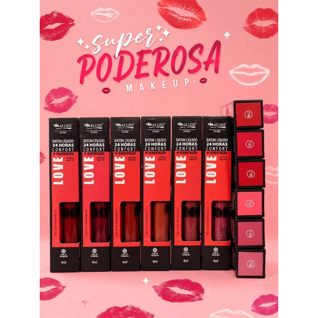 BATOM LÍQUIDO MATTE 24H COMFORT + HIDRATAÇÃO MAX LOVE – 4ML