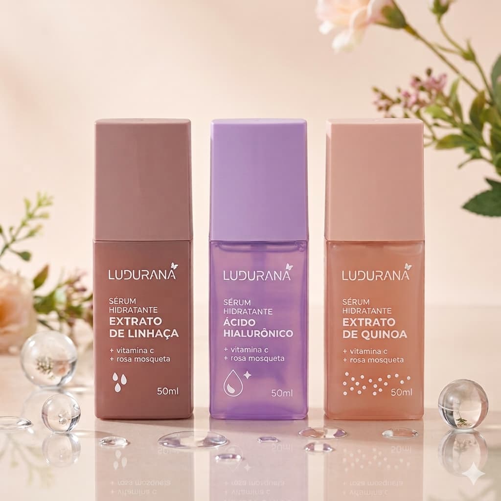Sérum Facial Ludurana 50ml | Extrato de Quinoa + Vitamina C + Rosa Mosqueta | Hidrata, Ilumina, Nutre e Revitaliza