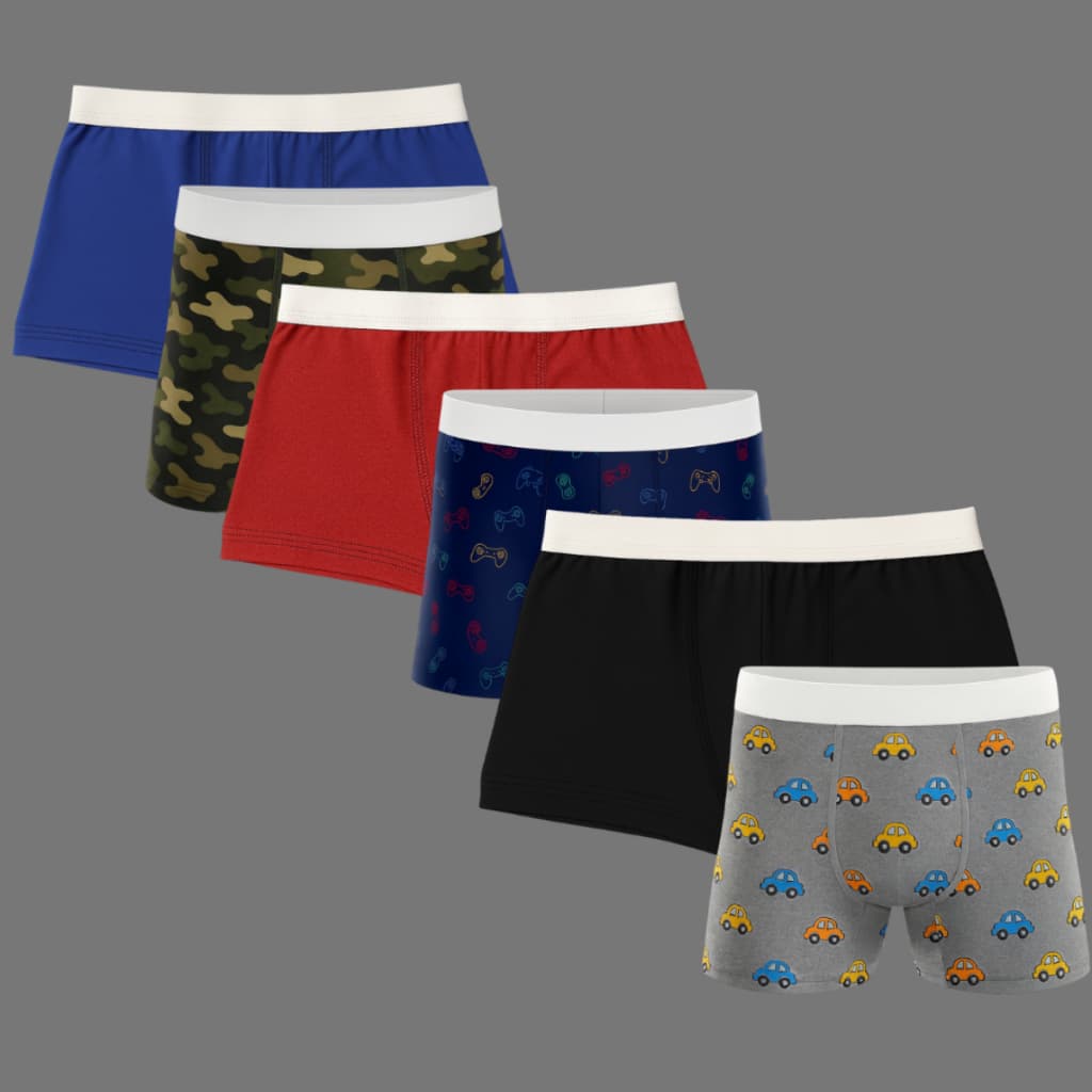 Kit 5 Cuecas Boxer Infantil Menino Microfibra