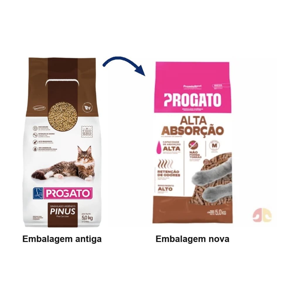 Areia Sanitária Progato Pinus Madeira 5 Kg Para Gatos