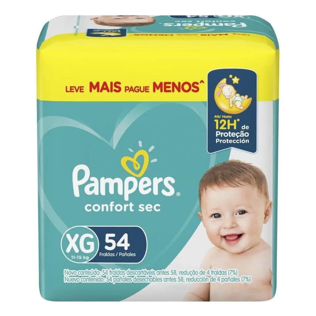 Fralda Pampers Confort Sec XG 54 Unidades Extra Grande (XG) Sem Gênero - fralda infantil